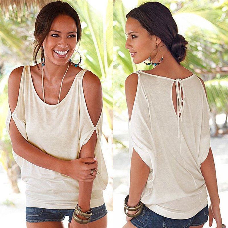 

Summer 2019 Casual Women Beach T-Shirt O-Neck Batwing Short Sleeve Shirt Loose Puls Size Women Clothes Knitted Cotton Ladies Top, B1057 black
