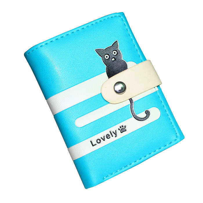

Designer-Women Wallets Candy Colors Lady Short Purses Cards Id Holder Girls Students Moneybags Cat Coin Purse Woman Hasp Wallet Burse Bag, Red;black
