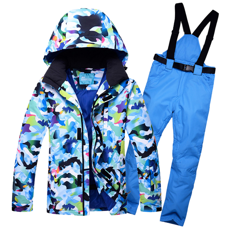 Hooded Mens Ski Suit Camo Snow Jacket Winter Outerwear Waterproof Male Skiing Snowboarding Clothes Sets For Men Thermal C18112301