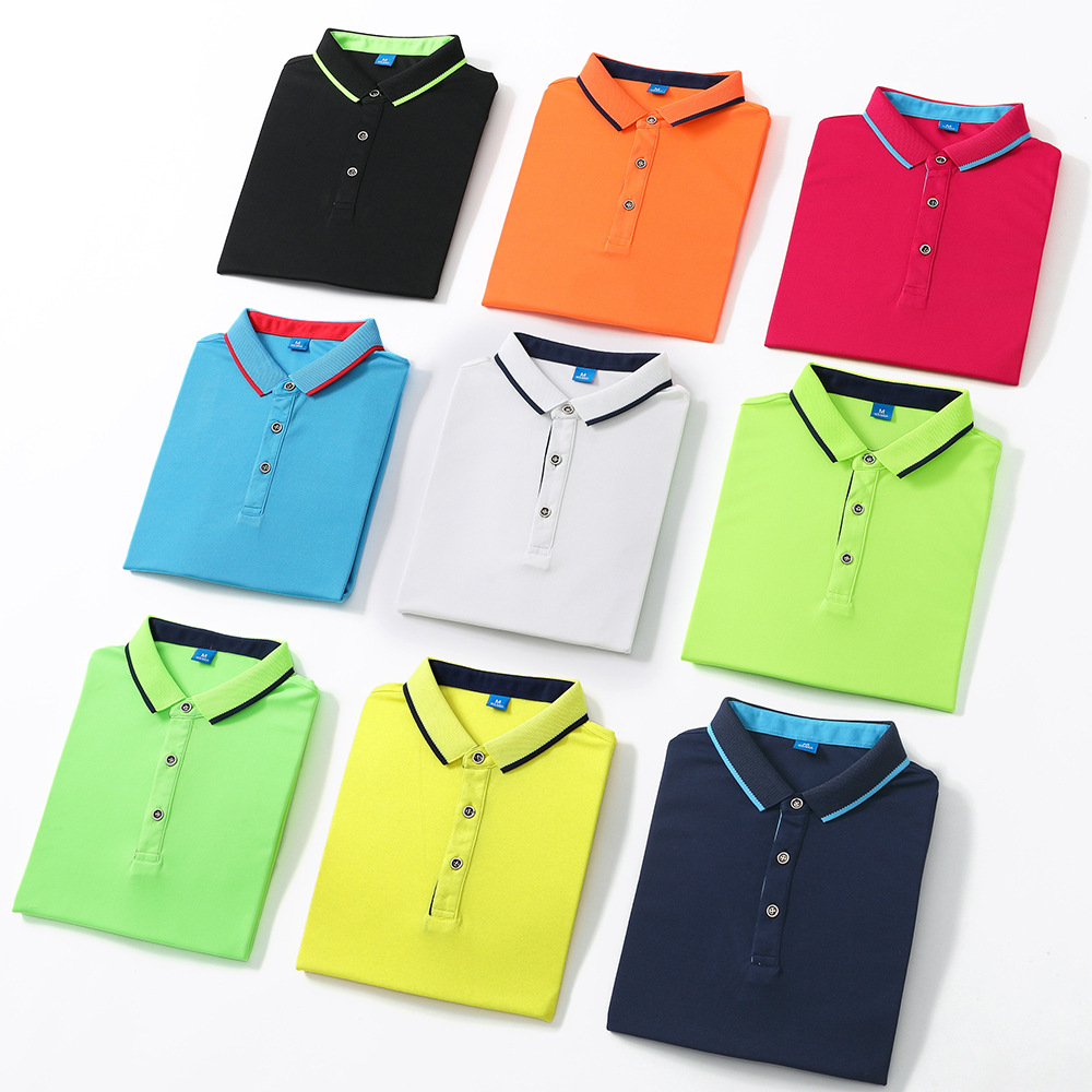 

Lapel advertising shirt contton T- shirt men' custom t-shirt clothes custom short-sleeved t-shirt diy work clothes printed logo embroidery, Black