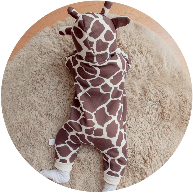 

DLY074 Newborn Clothing Cotton solid thick hooded baby warm fall and winter clothes Jumpsuit animal style Cartoon Rompers Cotton, As picture