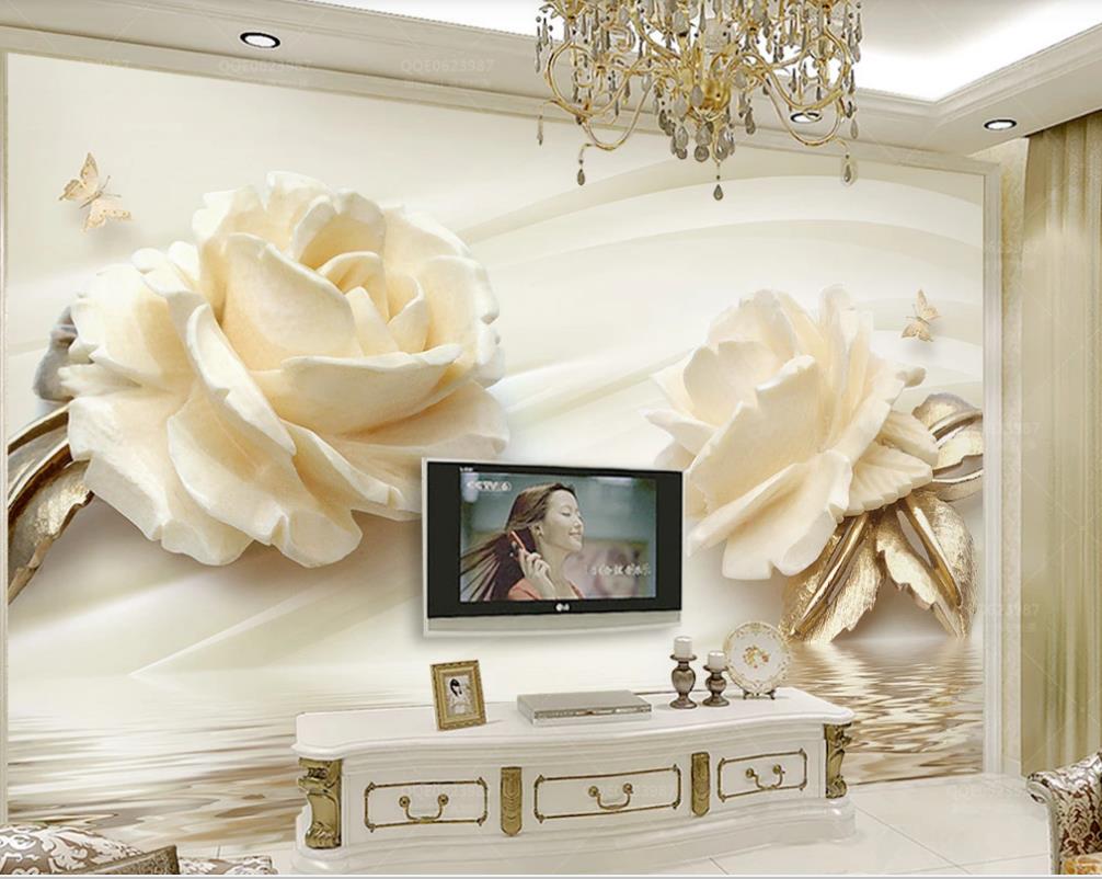 modern wallpaper for living room 3D Rose wallpapers TV Background Wall stereoscopic wallpaper-image-735252460