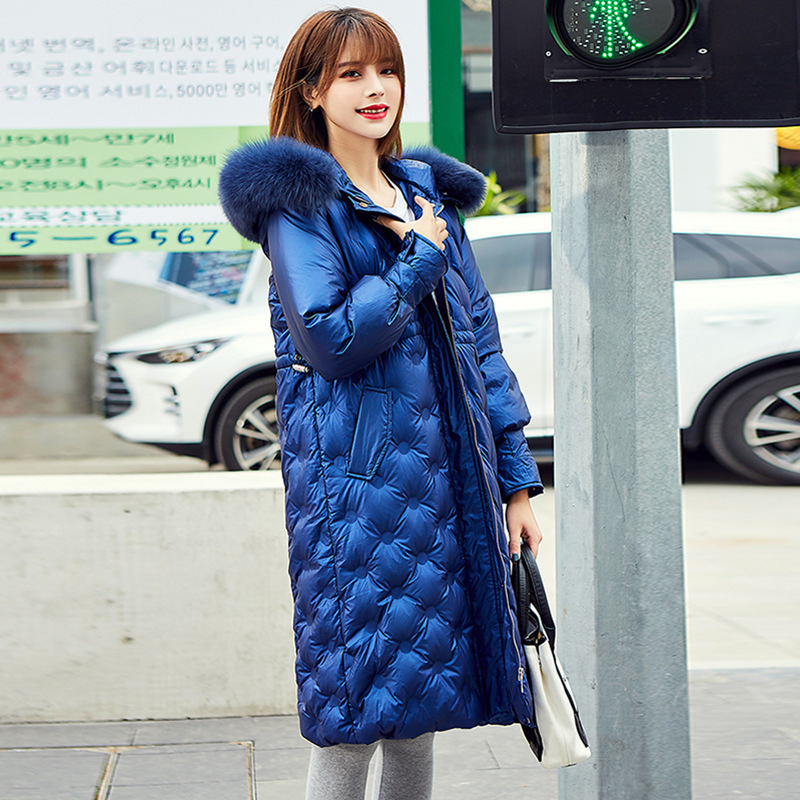 

White Duck Down Jacket Women Clothes 2020 Winter Coat Women Korean Fur Collar Puffer Jacket Warm Parka 9092 YY2172, Blue