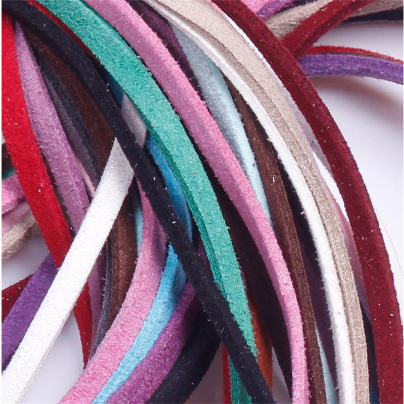 

4mm Flat Faux Suede Korean Velvet Leather Cord string Rope Thread Lace Findings Diy Jewelry Bracelet Necklace Accessories Tapes, 11