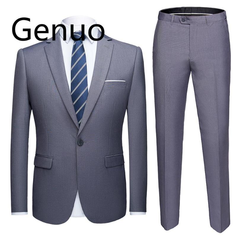 

High quality 2020 men' fashion Slim suits 6XL men' business casual groomsman 2pcs wedding suit jacket pants trousers sets, Beige