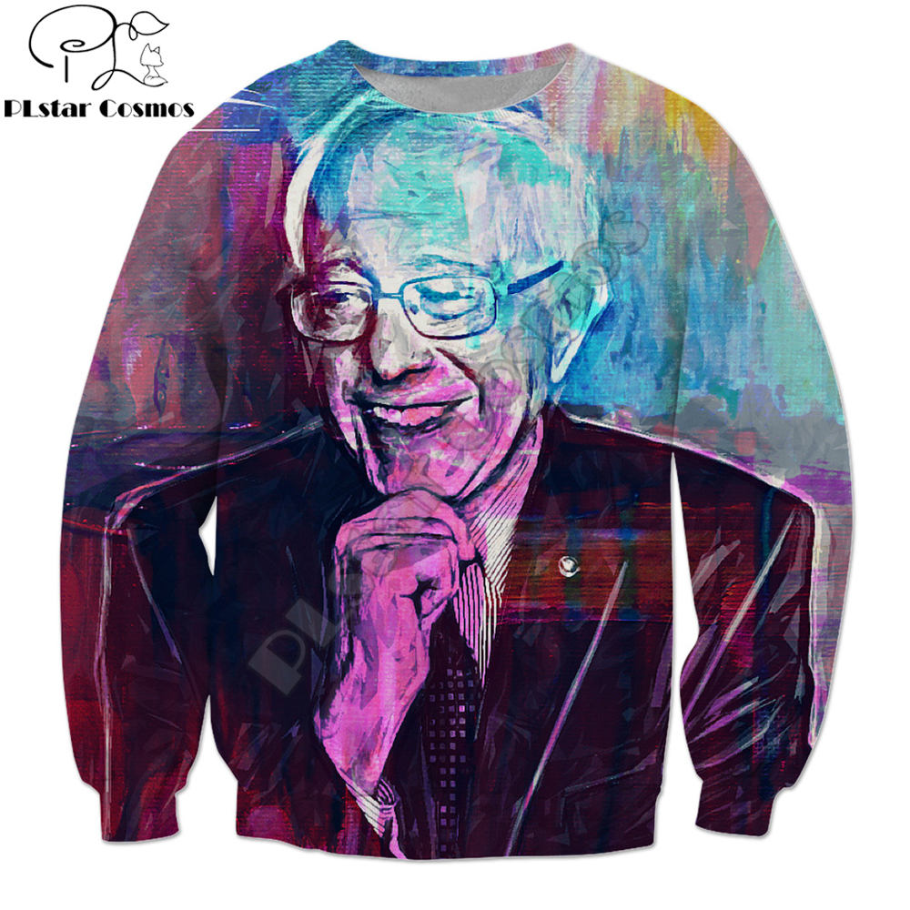 

2019 Fashion Men Crewneck Sweatshirt Bernie Sanders Art Printed 3d Long Sleeve Outerwear Unisex Casual Tracksuit streetwear, Color as the picture