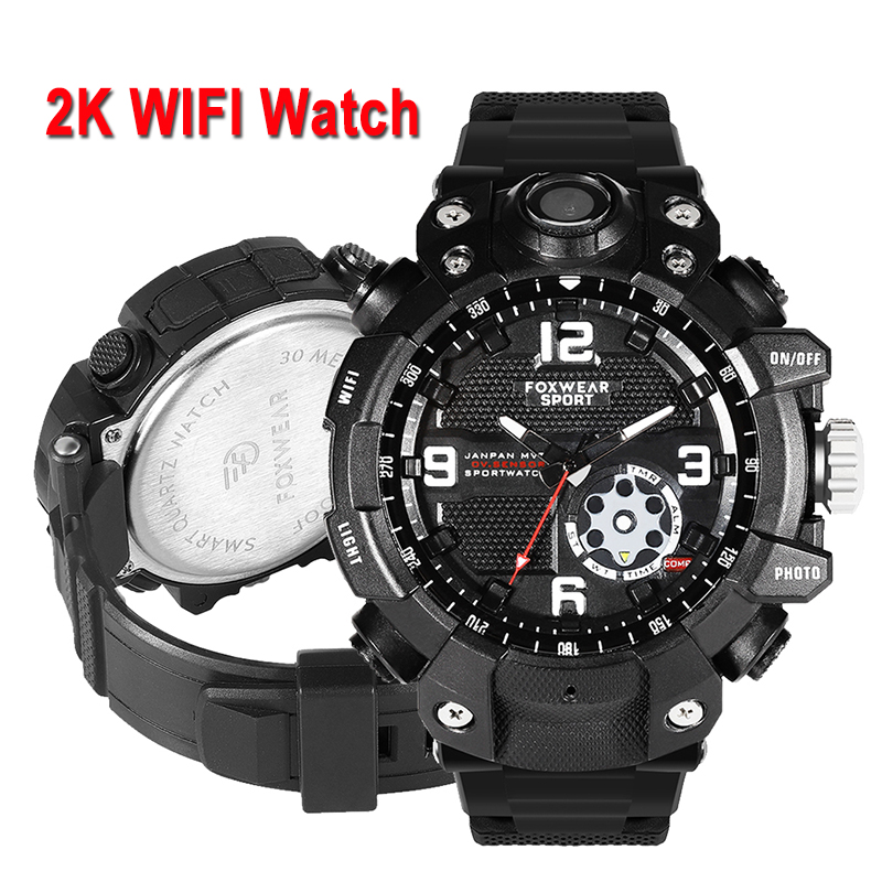 

2K Smart Sport Camera Watch HD 1080P Video Recording Wifi AP Hotspot Connection 32GB Memory IP67 Waterpoof Dustproof Led Light