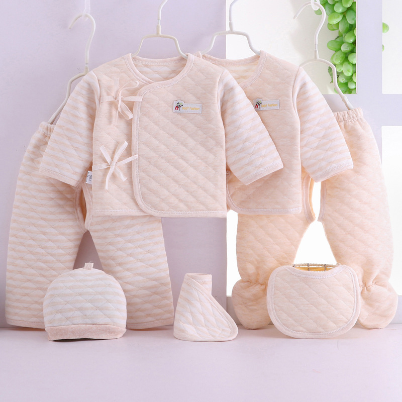 

7pcs winter cotton long sleeves warm 2pcs Baby coat+bibs+hats+2pcs kids trousers Newborn Foot pants Outfits baby clothes sets, Ayj-csl7020