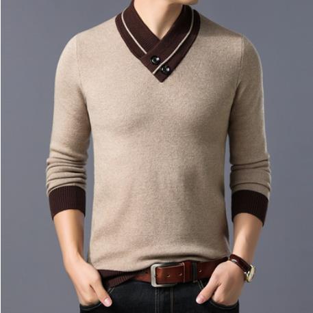 

2020 Autumn Winter V-Neck Pullover Men Sweater Long Sleeve Wool clothes Robe Hombre Pull Homme Mens Jumper Streetwear Sweater-a, Thin