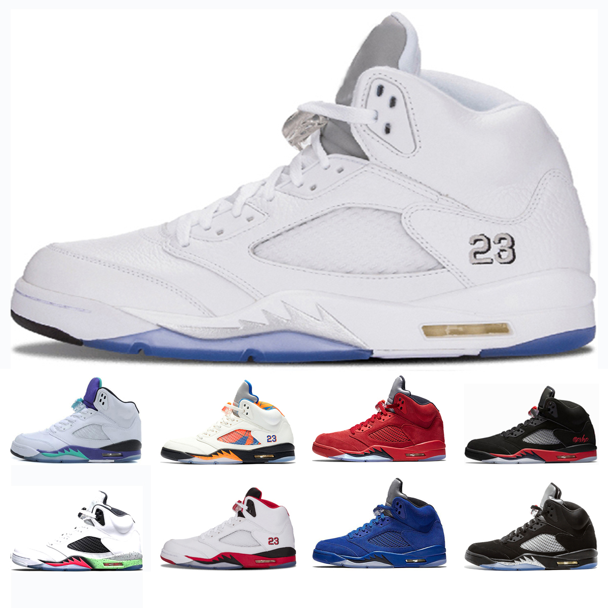 

Classic 5 5s Mens Basketball Shoes 2019 men Metallic Silver Blue Red suede Space Jam bred White Black Grape Oreo Athletics Sneaker Shoes