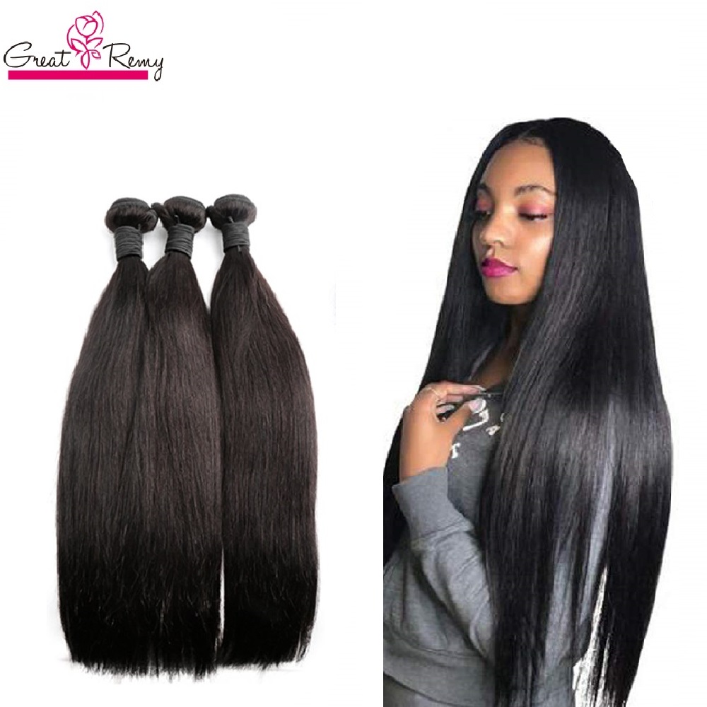 

greatremy unprocessed peruvian human hair extensions 8 30 double weft 4pcs lot virgin hair weave bundles silky straight natural color, Natural color (between #1b and #2)