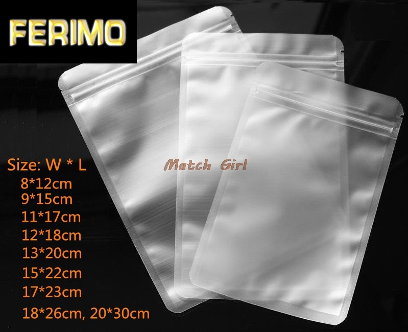 

100pcs/lot- Frosted transparent Plastic Gift Bag Zipper Seal Flat Bottom Pouch for Coffee Sugar Storage 9 sizes options