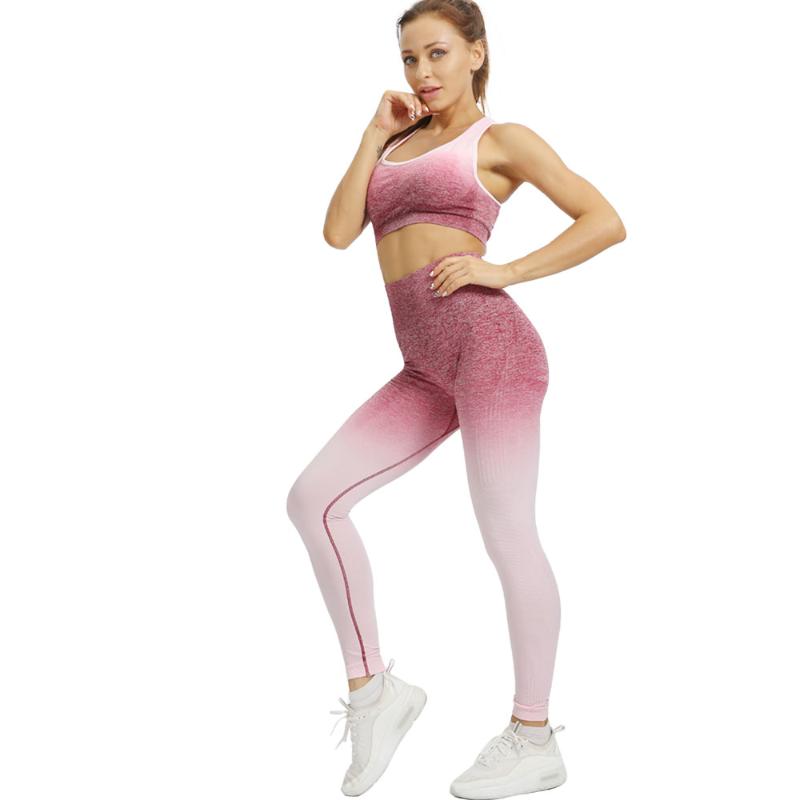 

2PCS Yoga Set Women Seamless sports Set Workout Fitness Gym Sportswear yoga bra+sports Leggings running Sports, Green