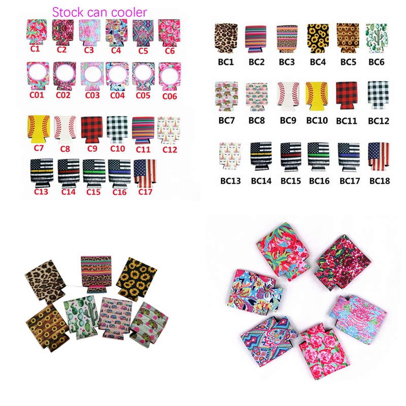 

Neoprene Foldable Stubby Holders Beer Cooler Bags For Wine Food Cans Cover 330ML Cup Bag Can Sleeve 41styles RRA3169