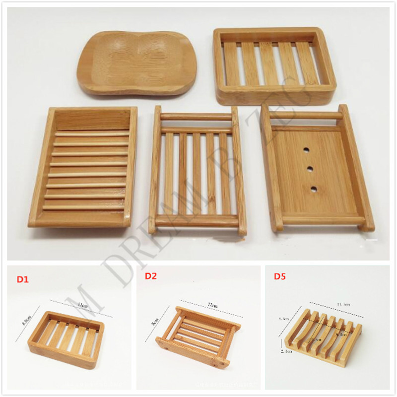 

5 Styles Natural Bamboo Soap Holder Creative Environmental Protection Natural Bamboo Soap Dish Drying Soap Holder Free Shipping, As picture