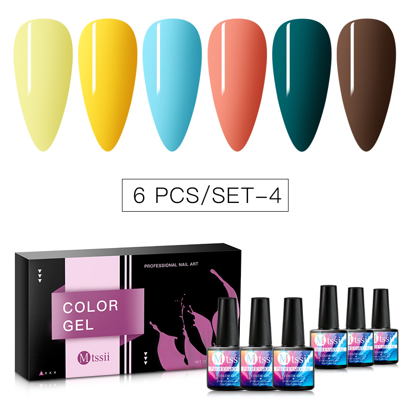 

6pcs/set Color Nail Gel Polish Set For Manicure Vernis Semi Permanent Base Top Coat Soak Off UV LED Nails Gel Varnish Nail Art