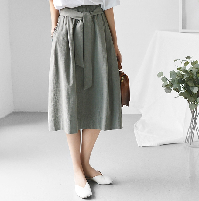 

A-line skirts with high waist Skirts 20200208-10, Green