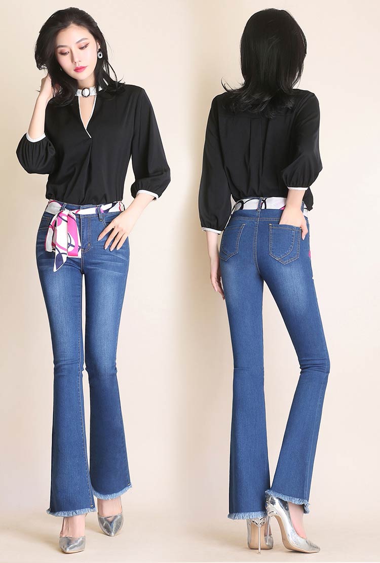 

The Blue Han Edition Show Thin Age Season Flares Chic Elastic Wide-Legged Pants