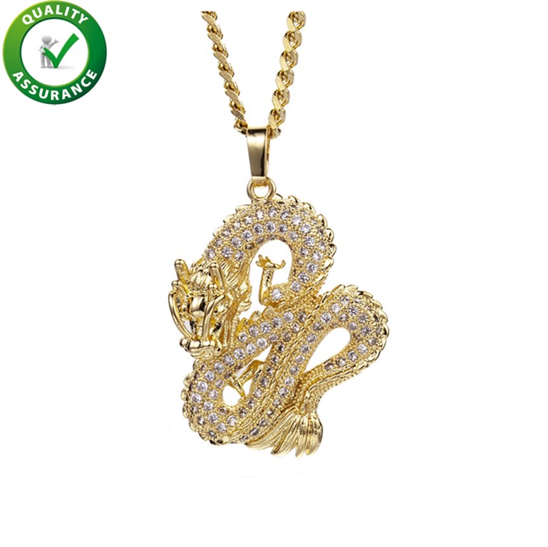 

Iced Out Pendant Hip Hop Jewelry Designer Necklace Chinese Dragon Mens Gold Chain Pendants Luxury Fashion Bling Diamond Pandora Style Charms