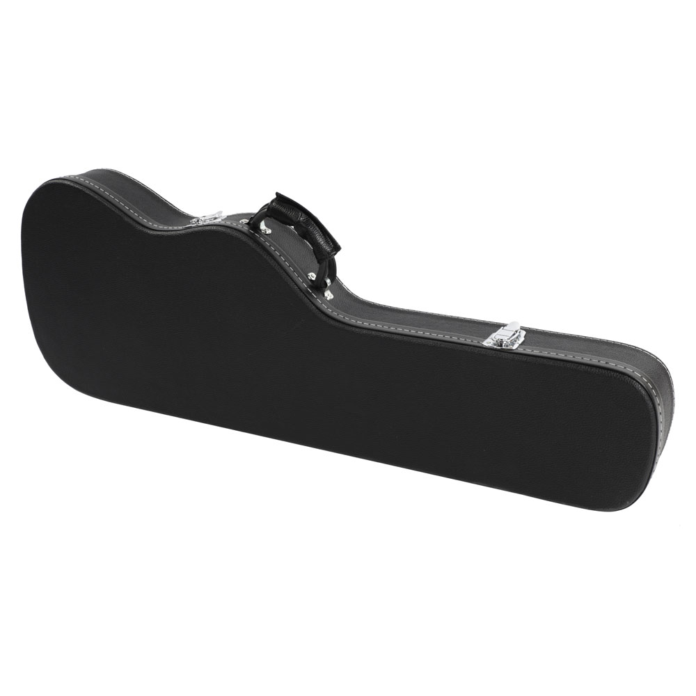Professional Electric Guitar Case with High-grade Black Fine-grain Straight-edge Flat Leather Box with Oversized Accessories Storage Compart-image-544419128