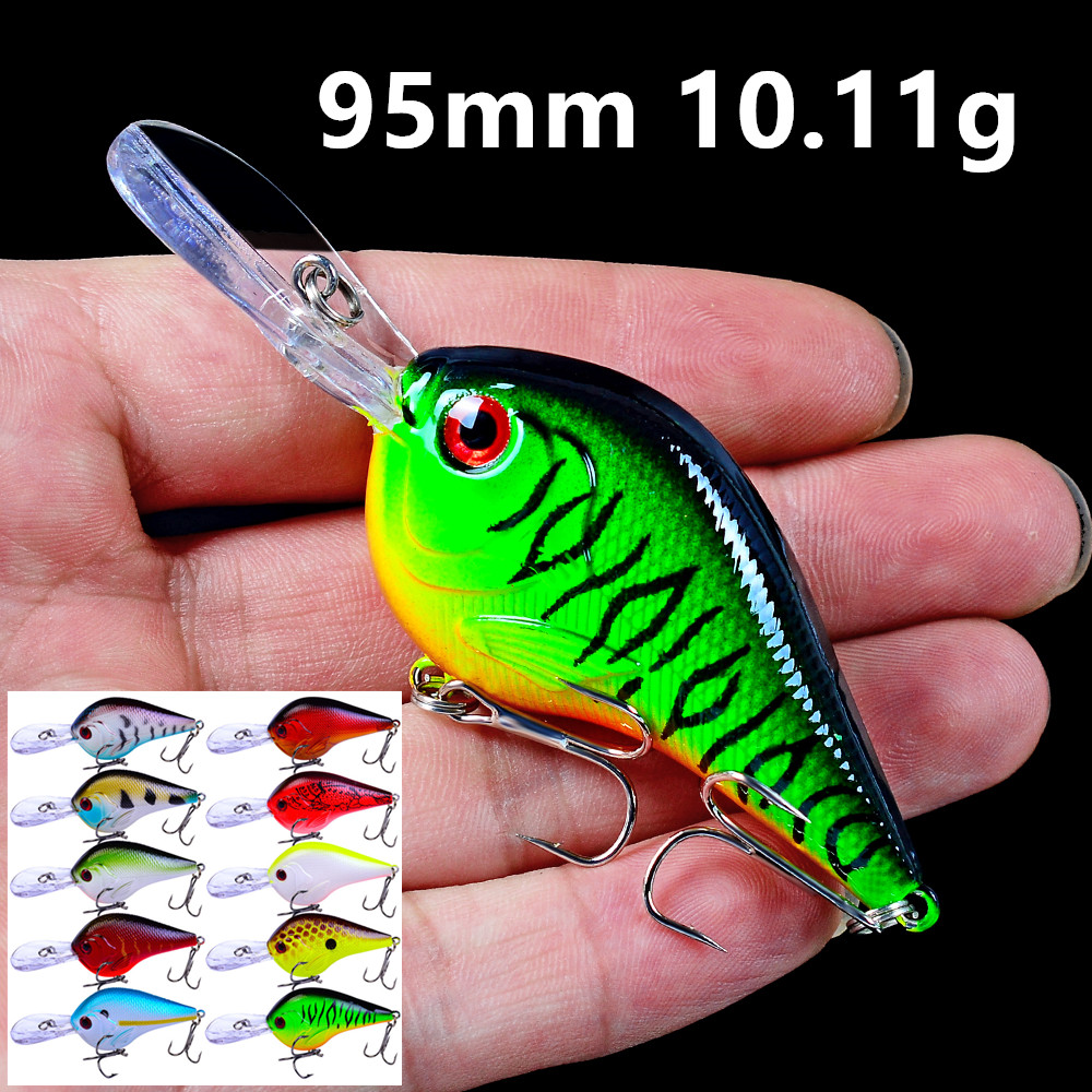 

1pcs 10 Color 95 mm 10.11 g Crank Fishing Hooks Fishhooks 6# Hook Plastic Hard Baits & Lures Pesca Fishing Tackle Accessories WE_40