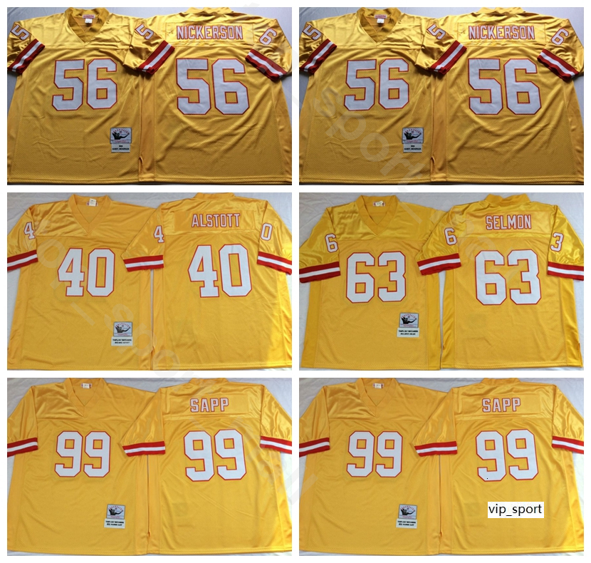 

NCAA Football 63 Lee Roy Selmon 99 Warren Sapp Jerseys 40 Mike Alstott 56 Hardy Nickerson Color Yellow Man Vintage Stitch Good, 56 yellow