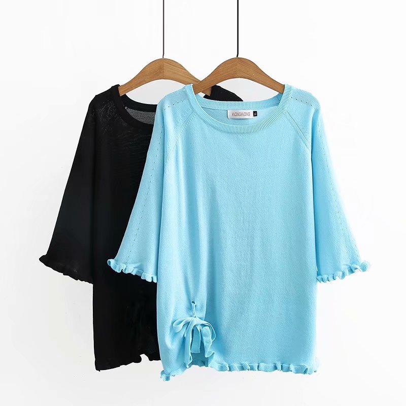 

2020 New Fashion Brand Oversize Plus Size Shirt Casual Three Quarter Solid O-neck, Black