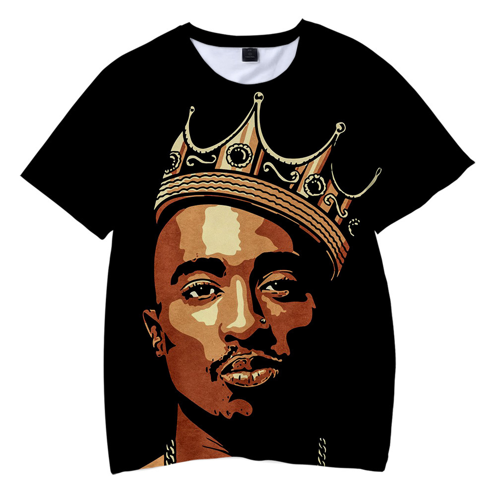 

Makaveli Mens Tshirt Summer Harajuku Style T-shirt Women/Men Tupac 2pac 3d T Shirt Character Print Hip Hop Graphic Tees Tops, White;black