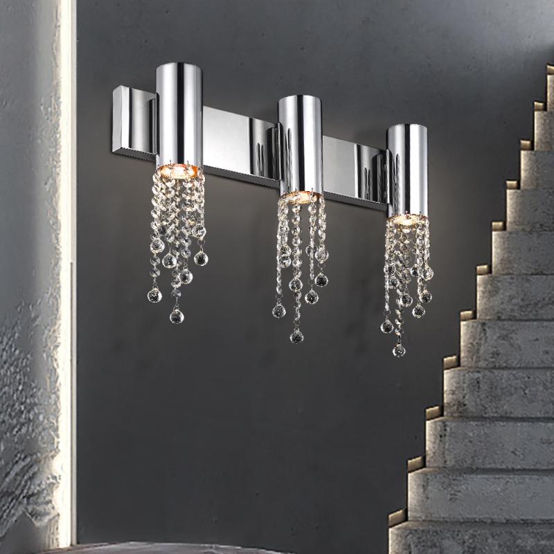 

Modern Staircase wall sconce light luxury bedside crystal wall lamp chrome decor led crystals light fixtures