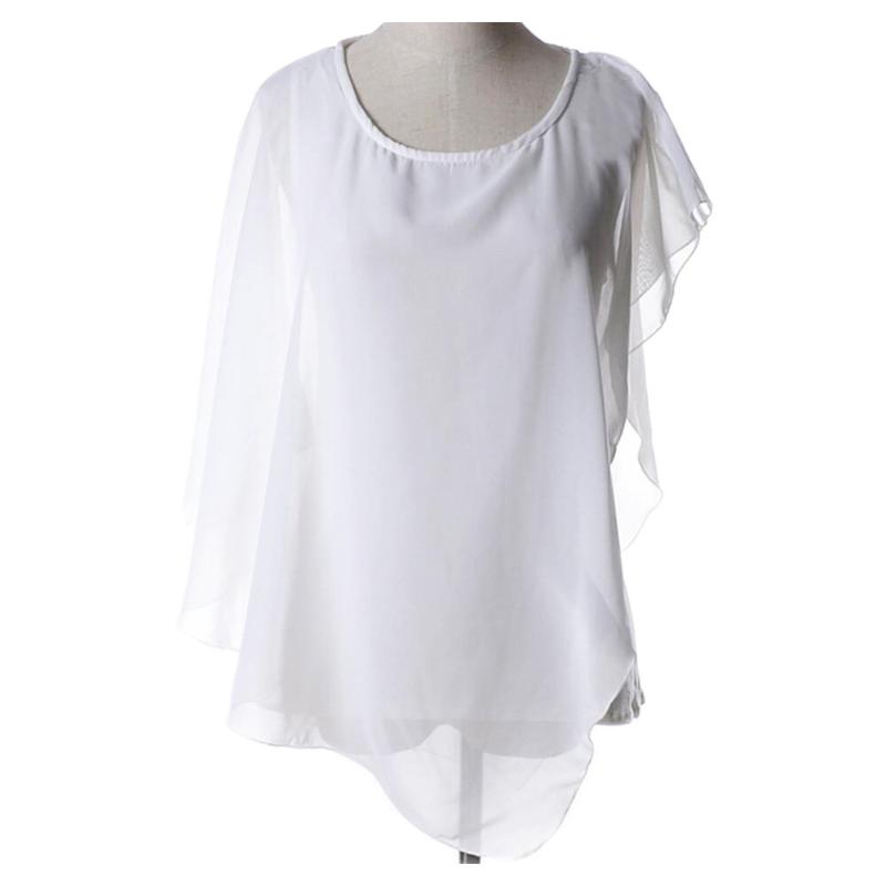 

ladies blouse women ruffles sleeve women' chiffon batwing blouse shirts shirt mujer blusas feminine womens tops and blouses, Black