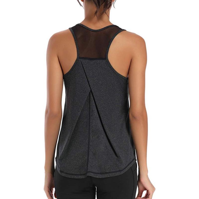 

2020 Women Fitness Tops Mesh Vest Yoga Shirt Sportswear Workout Racerback Tank Yoga Shirts Gym Clothes sujetadores deportivos, As photo