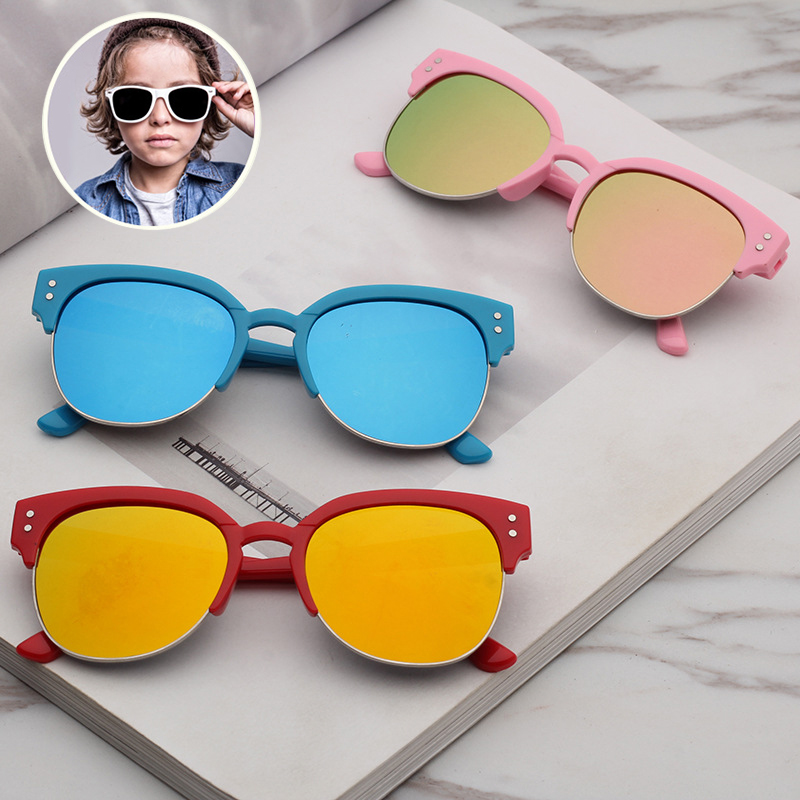 

2019 New Style Kids Sunglasses Fashion Square Half Frame PC Boys Girls Sunglasses Eyes Decoration M022, Blue