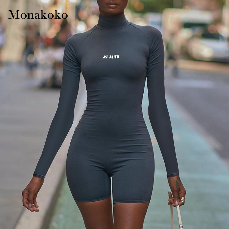 Women's Tracksuits Fashion Dry Fit Fitness Jumpsuit Women Tight One Piece Long Sleeve Yoga Workout Bodysuit Sportwear Gym Set T200412