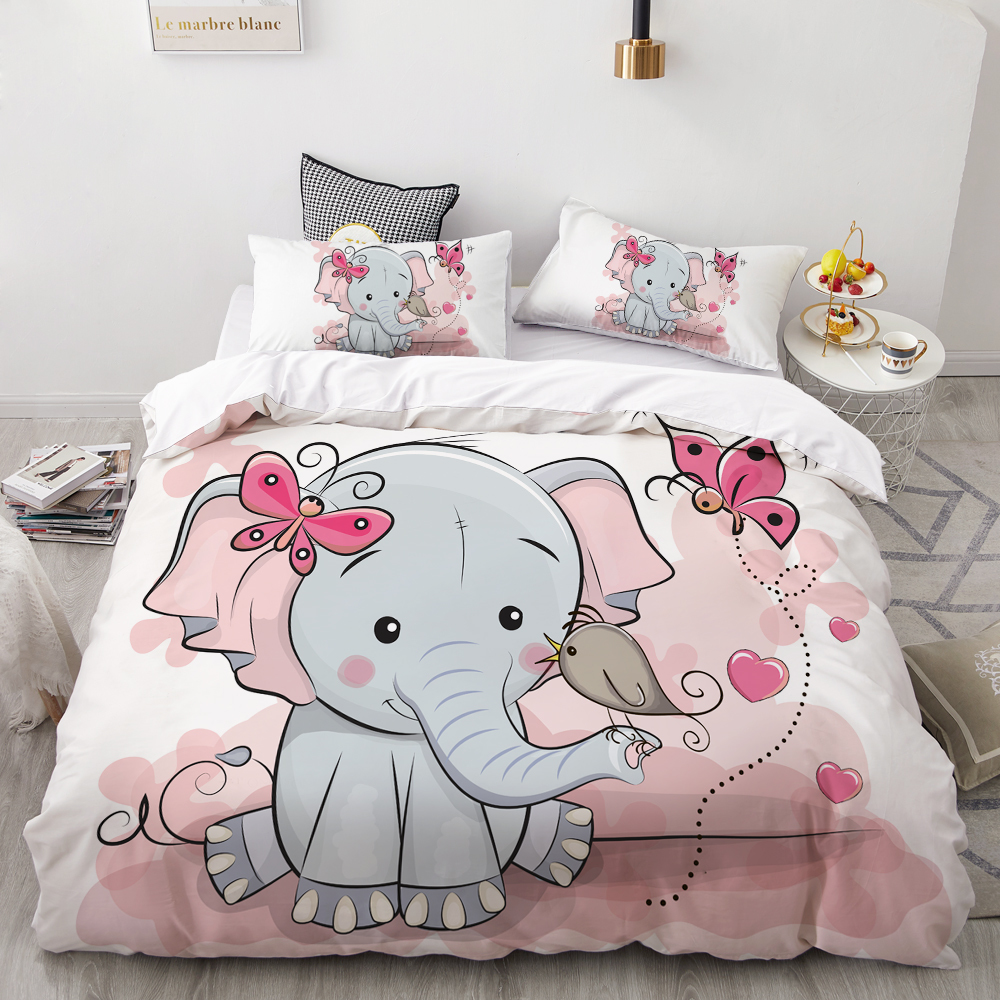 3d Cartoon Bedding Set For Kids Baby Child Boy Girl Pink Elephant