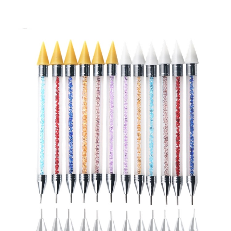 

Dual-ended Nail Dotting Pen Crystal Beads Handle Rhinestone Studs Picker Wax Pencil Manicure Glitter Powder Nail Art Tools F0094
