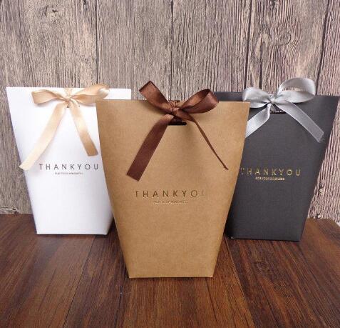 

Thank You Merci Gift Wrap Gift Bag Wedding Birthiday Party Favours Bags Handmade Item Bag Candy Jewelry Necktie Packaging Foldable BoxGB1593