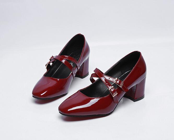 

2020 spring new Mary Jane women's shoes retro square head small red shoes with a single buckle single, Black