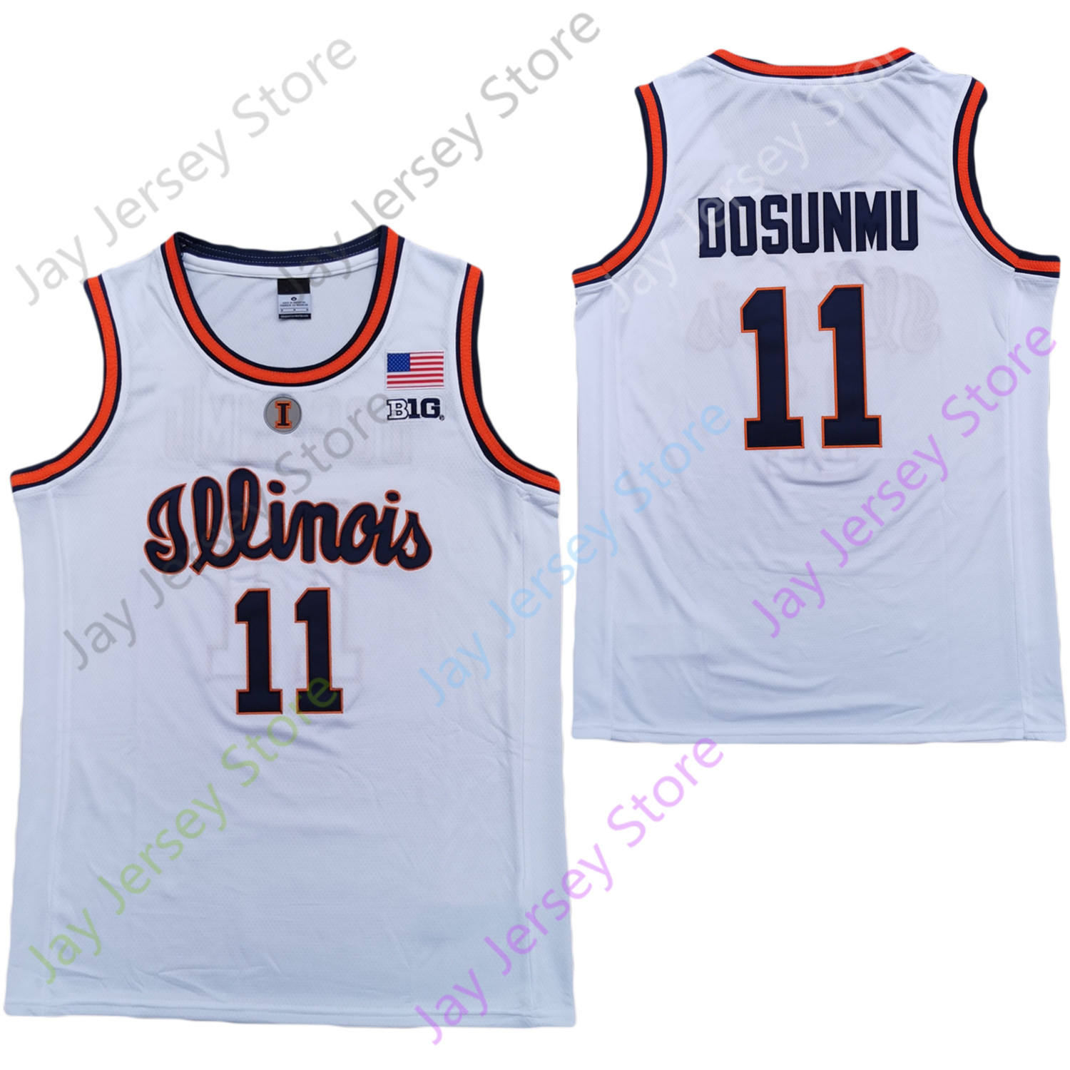 

2020 New Illinois Fighting Illini College Basketball Jersey NCAA 11 Ayo Dosunmu White All Stitched and Embroidery Men Youth Size, As pic