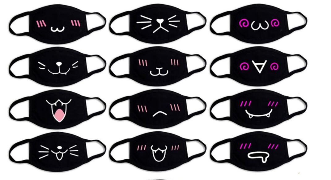 

Black Cotton Mouth Mask Unisex Teens Anti-Dust Anime Masks Fashion Health Face Mouth Mask 12 Colors Fast DHL for over 100 PCS