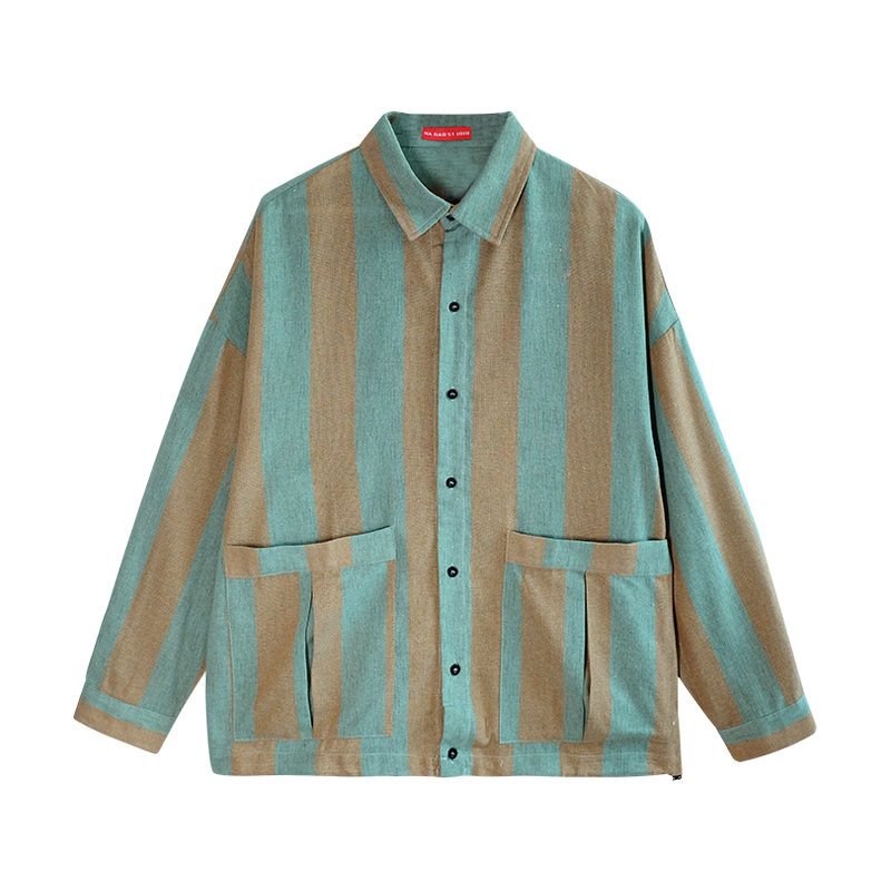 

iiDossan 2020 Striped Jackets Mens Streetwear japanese Harajuku Coats Men HipHop Shirts Highstreet Long Sleeve Women Coats, Gray