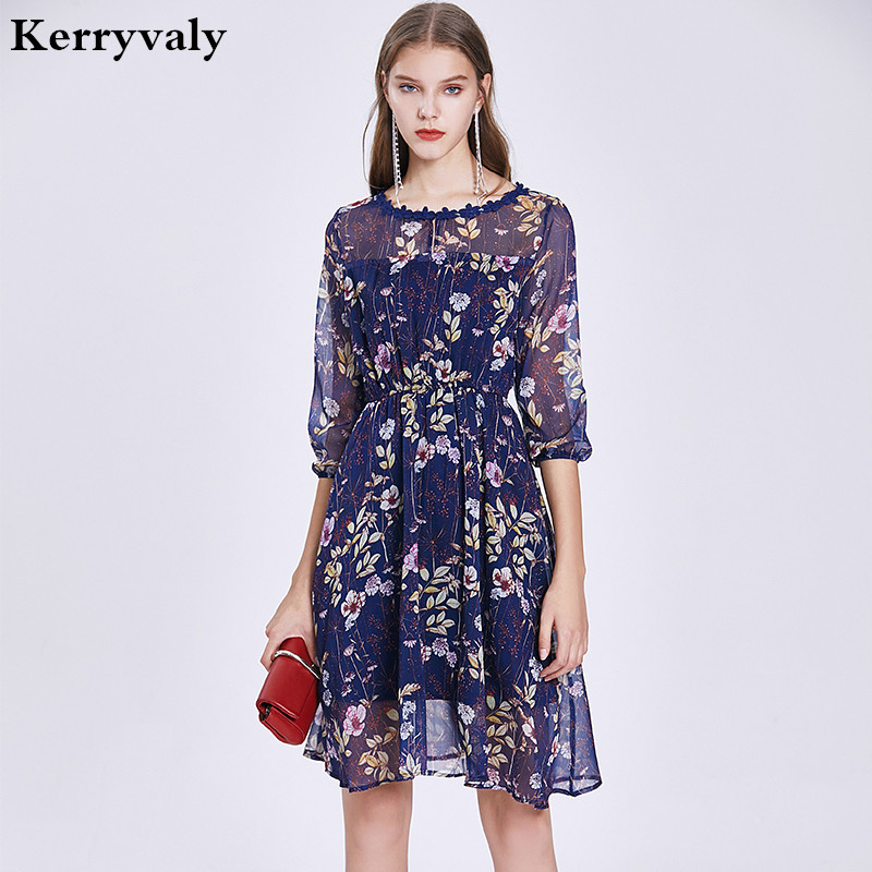 

Fairy Fashion Printing Floral Chiffon Summer Dress Zomerjurk Dames 2020 Women A-Line Beach Holiday Patty Dress Streetwear K6609, Mixed