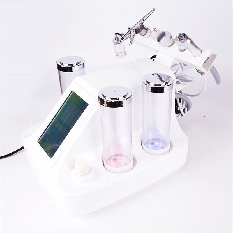 

6in1 Vacuum Face Cleaning Machine Beauty Microdermabrasion Oxygen Water Jet Pore Cleaner Facial Massage Device Skin Care Tool Add 7Color LED Mask