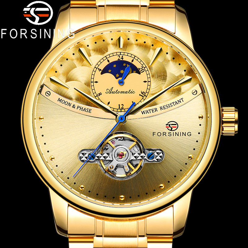 

FORSINING Automatic Mechanical Men Wristwatch Sport Male Clock Top Gold Steel Man Watch 8179, Fs817905 without box