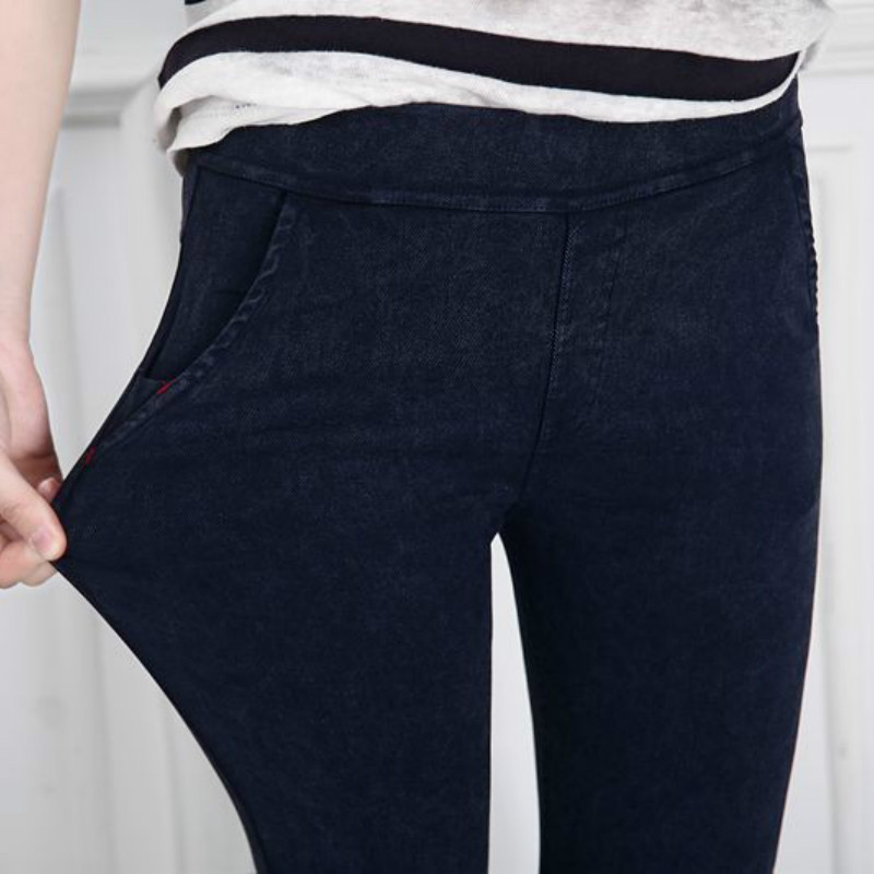 

women Skinny Jeans 2018 Spring autumn Fashion female Washed Elastic Denim Trousers Pencil Slim Pants Imitation Jean, Black