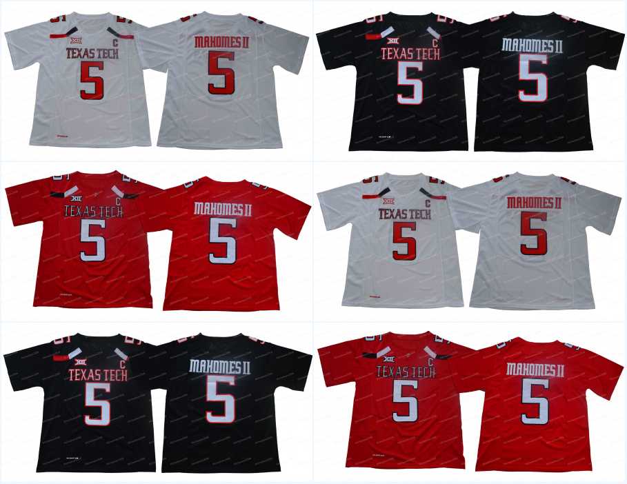 

Men NCAA Texas Tech Red Jersey 5 Patrick Mahomes College Football Jerseys Top Quality IN STOCK Free Shipping, Black