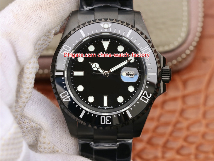 

3 Style Hot Selling Best Quality 44mm Sea-Dweller 116660 Black PVD Case Ceramic Bezel Top CAL.2836 Movement Automatic Mens Watch Watches
