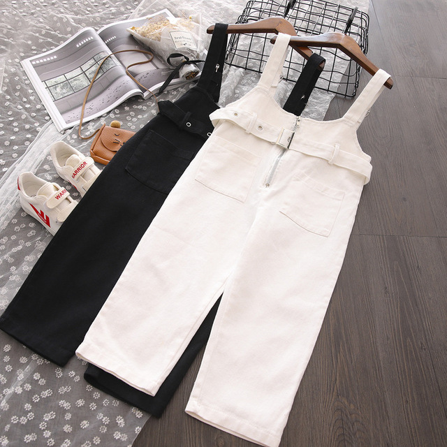 

New Autumn Item Girl Suspender Jeans Pant Denim Trousers Two Colors, Black