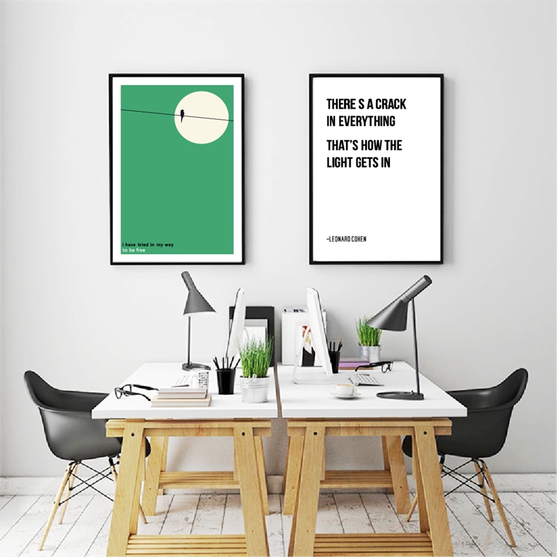 

Bird On A Wire Leonard Cohen Inspired Lyric Wall Art Canvas Poster Painting There's A Crack In Everything Quote Print Home Decor