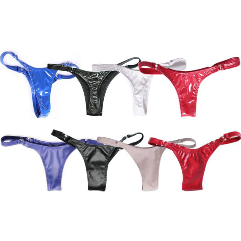 

S-XXXL Plus Size Low Waist Narrow Crotch Tanga High Quality PVC Latex Leather Tangas Women Hot Sexy Thongs And G Strings Panties, Oil moon gray