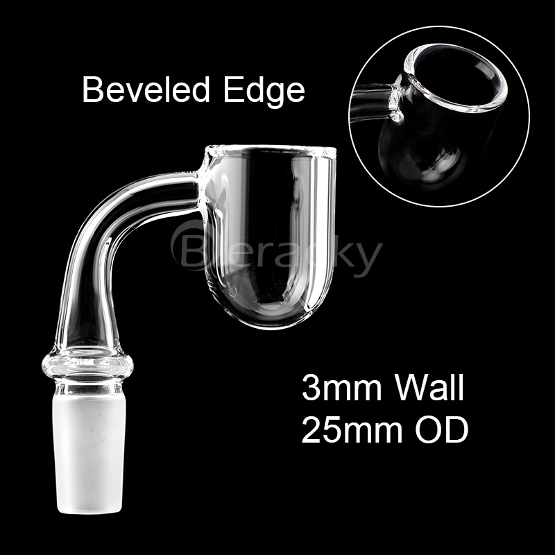 

3mm Round Bottom Beveled Edge Quartz Banger Bubble Joint 25mmOD 10mm 14mm 18mm Male Female Quartz Nails For Glass Water Bongs Dab Rigs